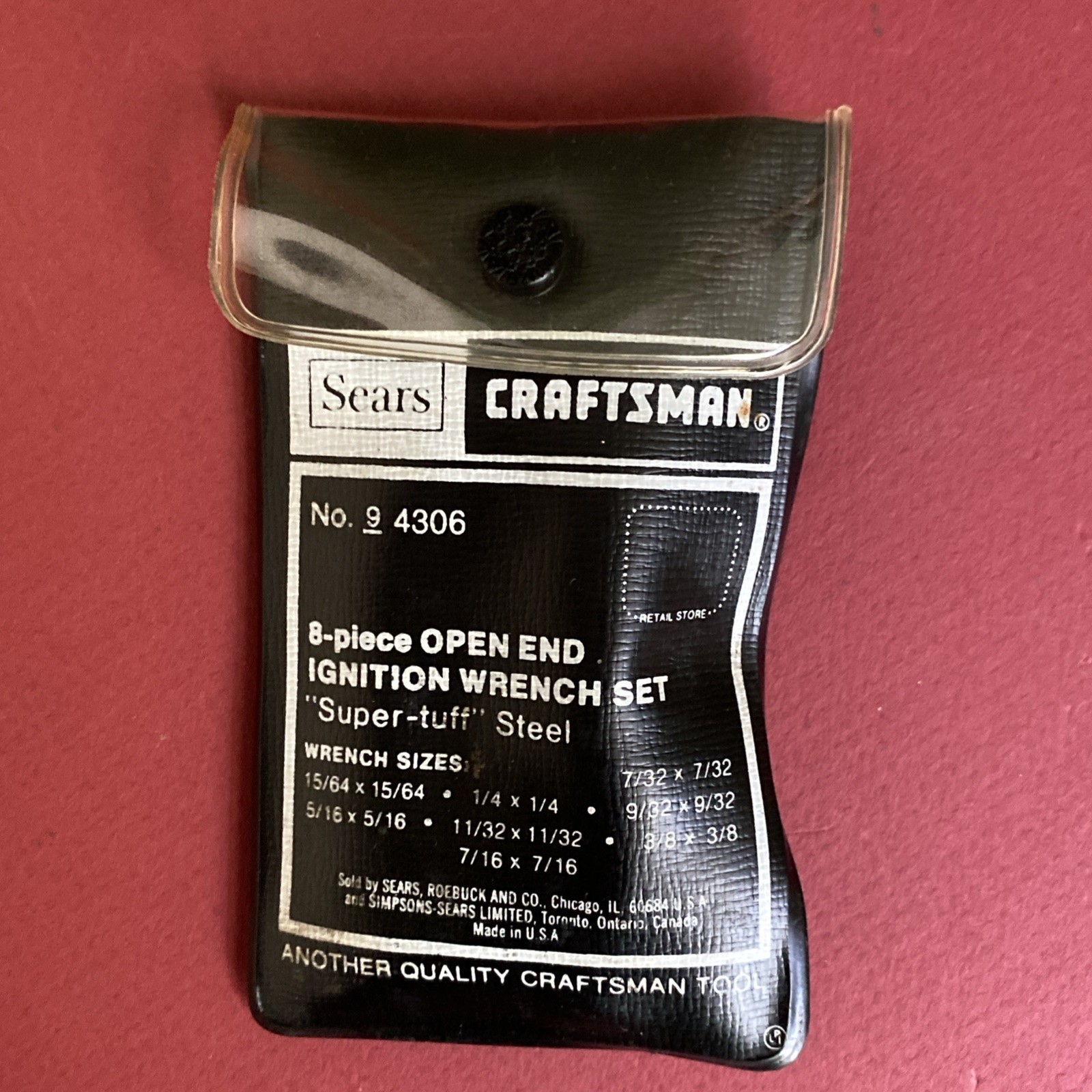 Craftsman USA 8-Pc Open End -V- Ignition Wrench Set 4306 Super-tuff 90° Offset