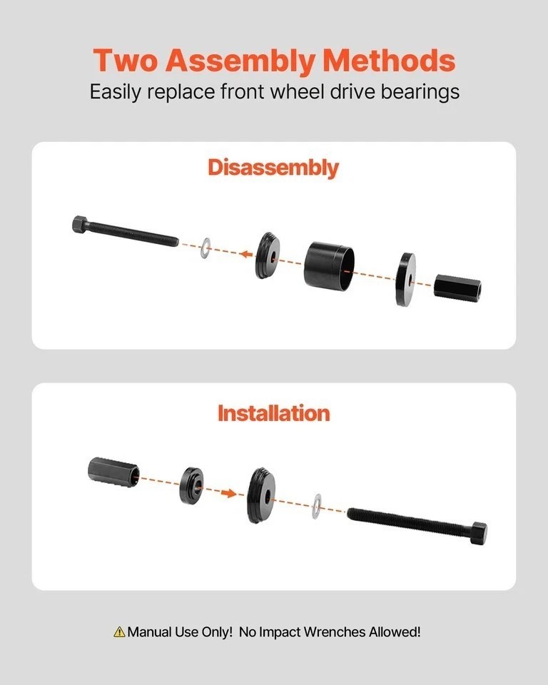 Front Wheel Bearing Press Kit Drive Bearing Removal & Installation 23 PCS