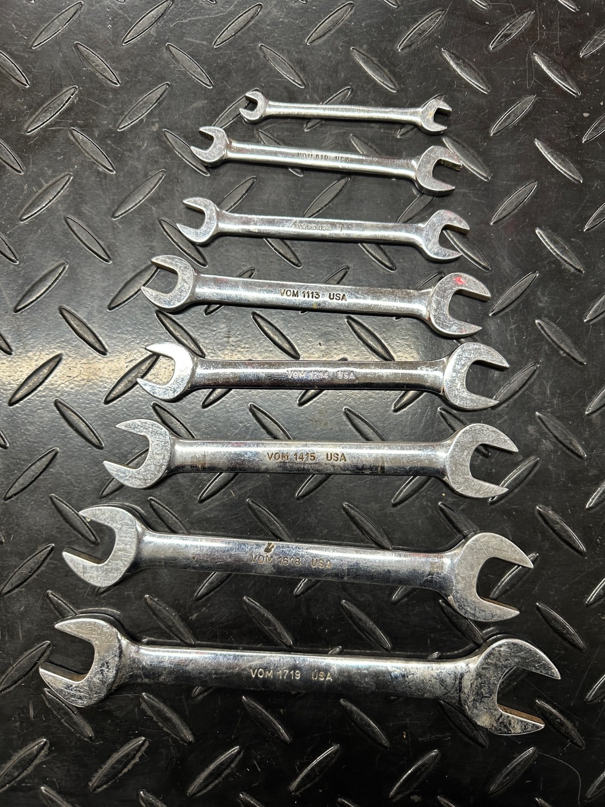 Snap-On Metric Double Open End Wrench Set 8pc 6mm-19mm VOM Underline 1980s