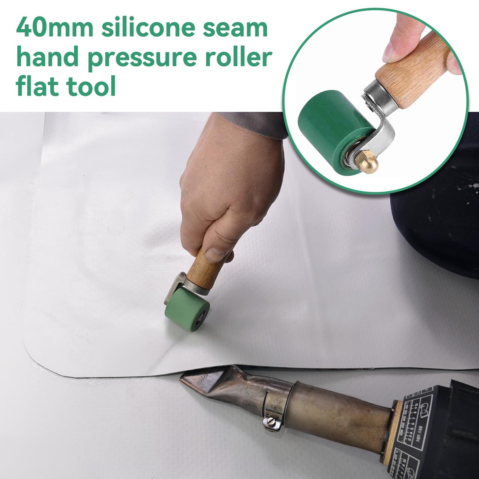 Silicone Seam Roller, 40mm Width Hand Pressure Roller Professional Green