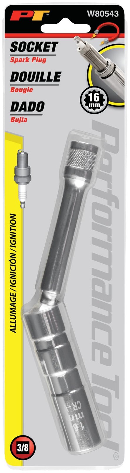 Performance Tool W80543 12 Point Mag Spark Plug Socket – 3/8″ Drive, 16 mm Size,