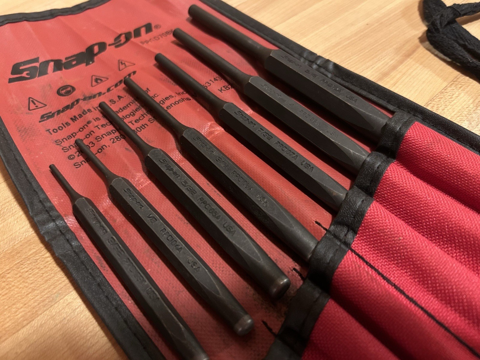 Snap-on Tools | 7-pc Pin Punch Set PPCD70BK + Kit Bag | Free Shipping