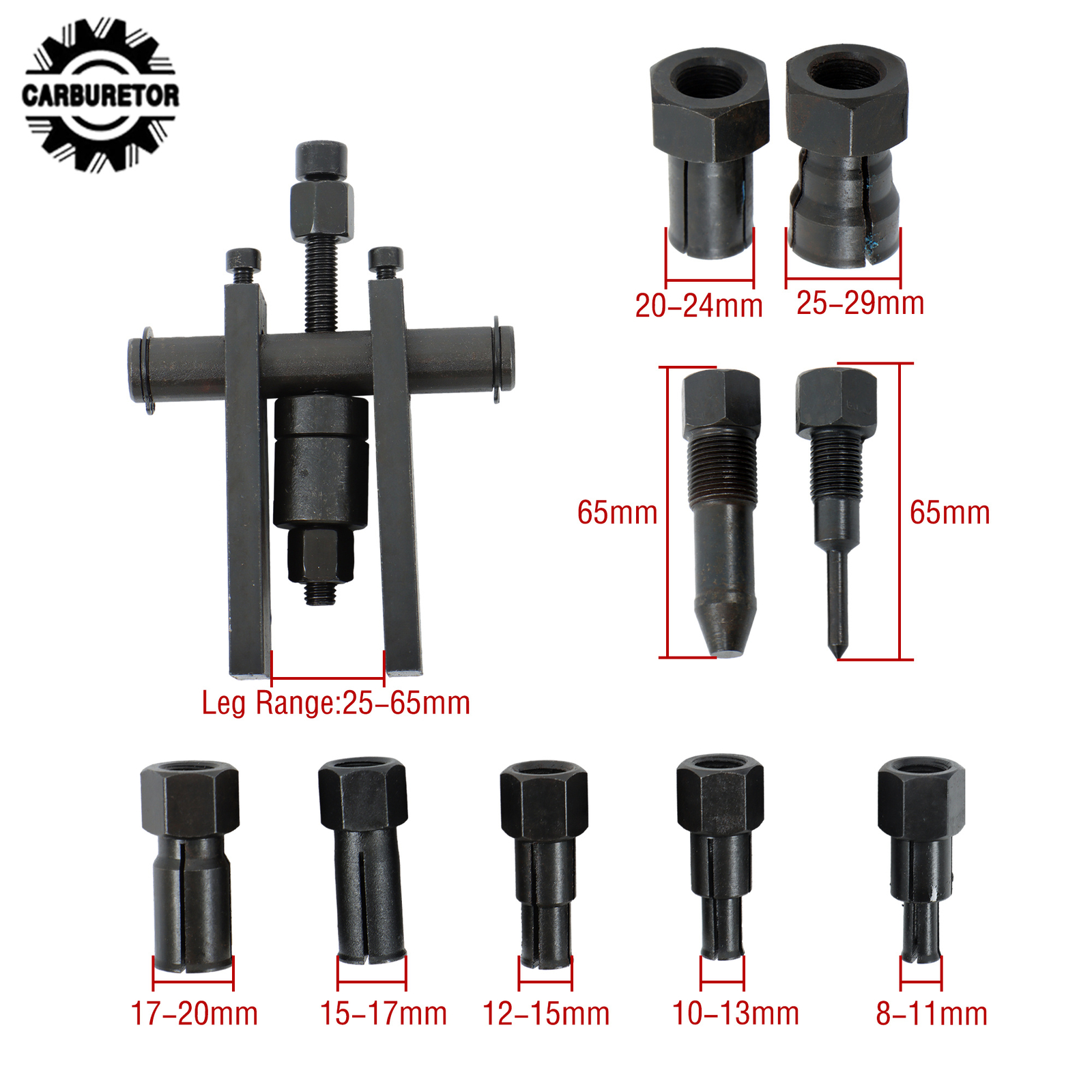 10pc Blind Hole Inner Bearing Puller Set 8-25mm Remover Slide Tool Internal Kit