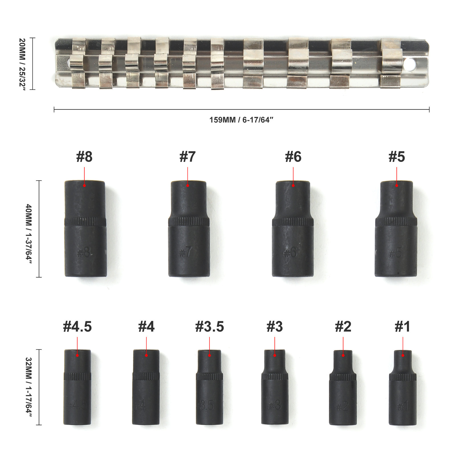1/4″ 3/8″Dr 10pc Tap Socket Set Magnetic Tap Holders Kit Set Thread Cutting Tool