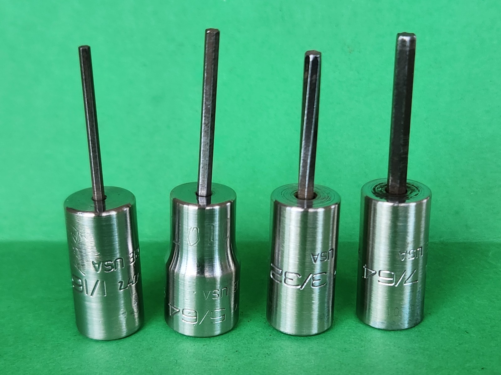 Snap On 4 pc 1/4″ Dr. SAE Hex Driver Bit Socket Set 1/16″-7/64″ T6