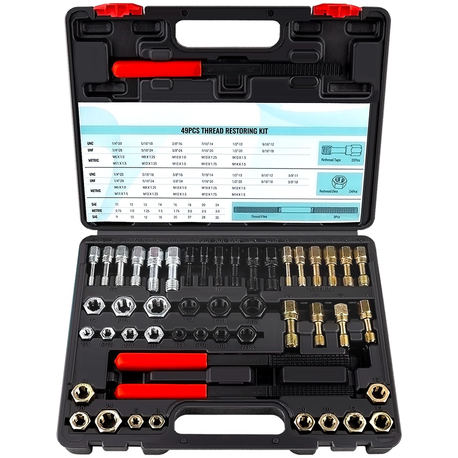 Aikyciu 49-Piece Thread Chaser Set, UNC UNF & Metric & SAE