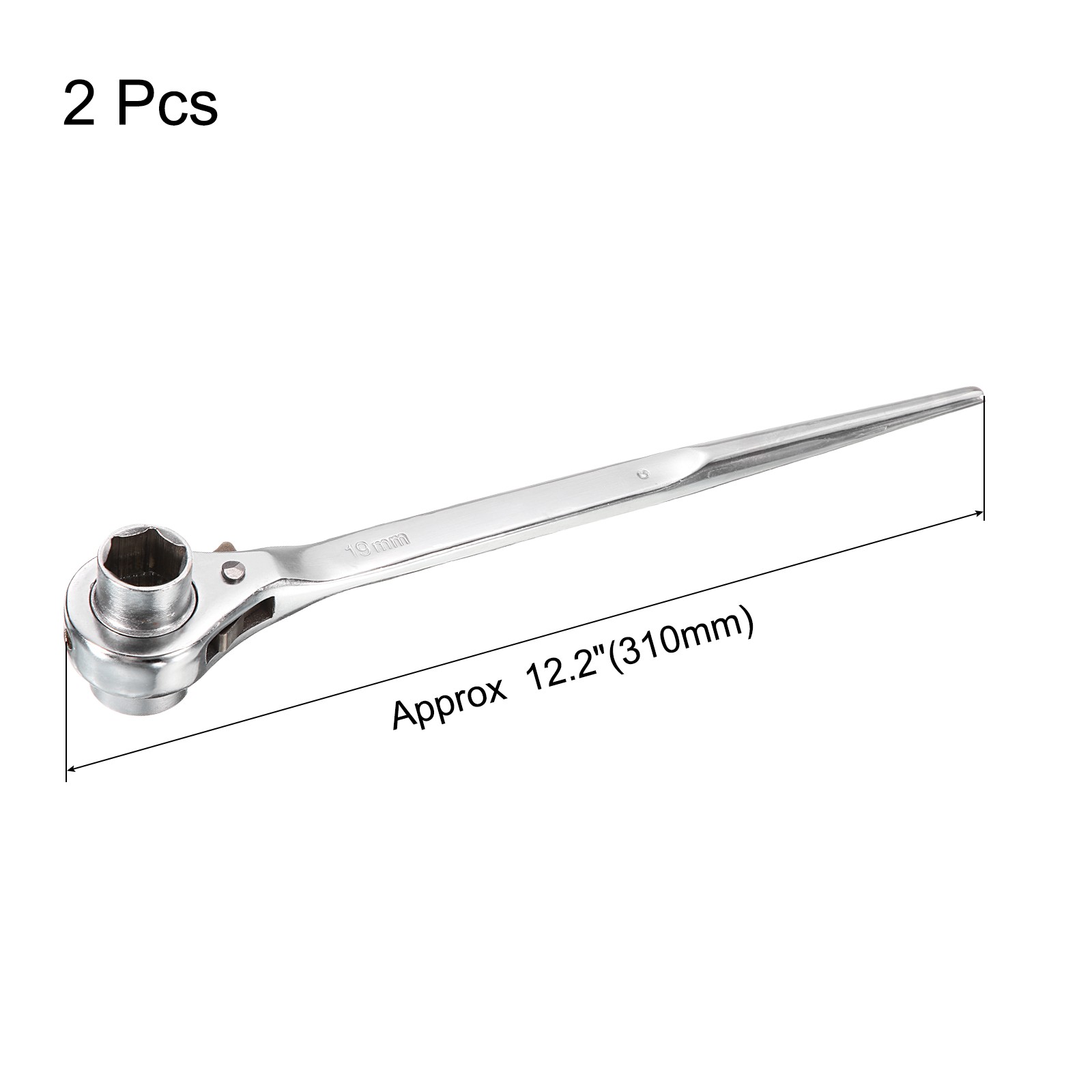 2pcs 19x22mm Hexagon Scaffold Podger Ratchet Spanner Ratcheting Socket Wrench us