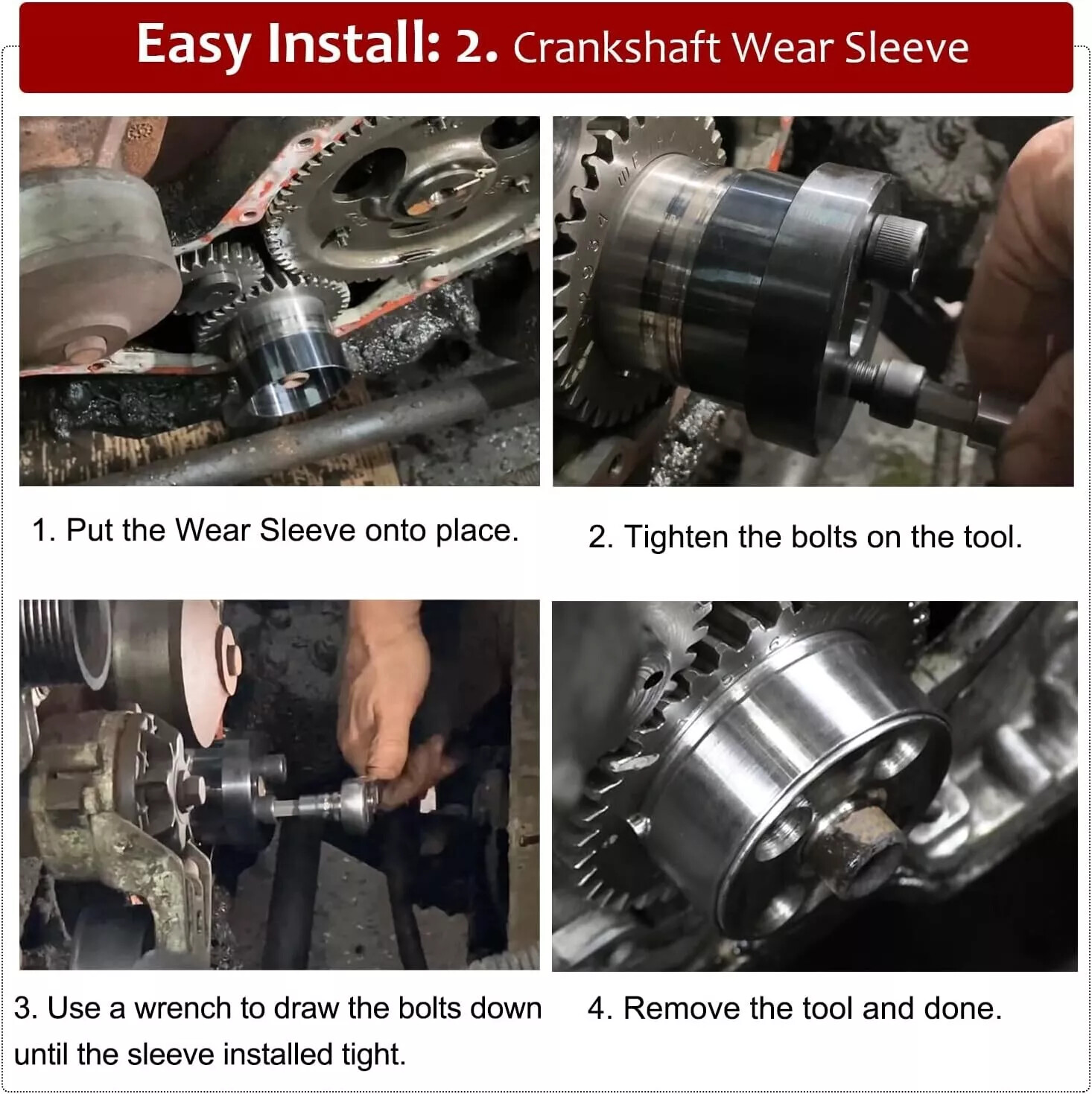 Front Cover Crankshaft Seal & Wear Sleeve Installer Tool For Cummins 3.9 5.9 6.7