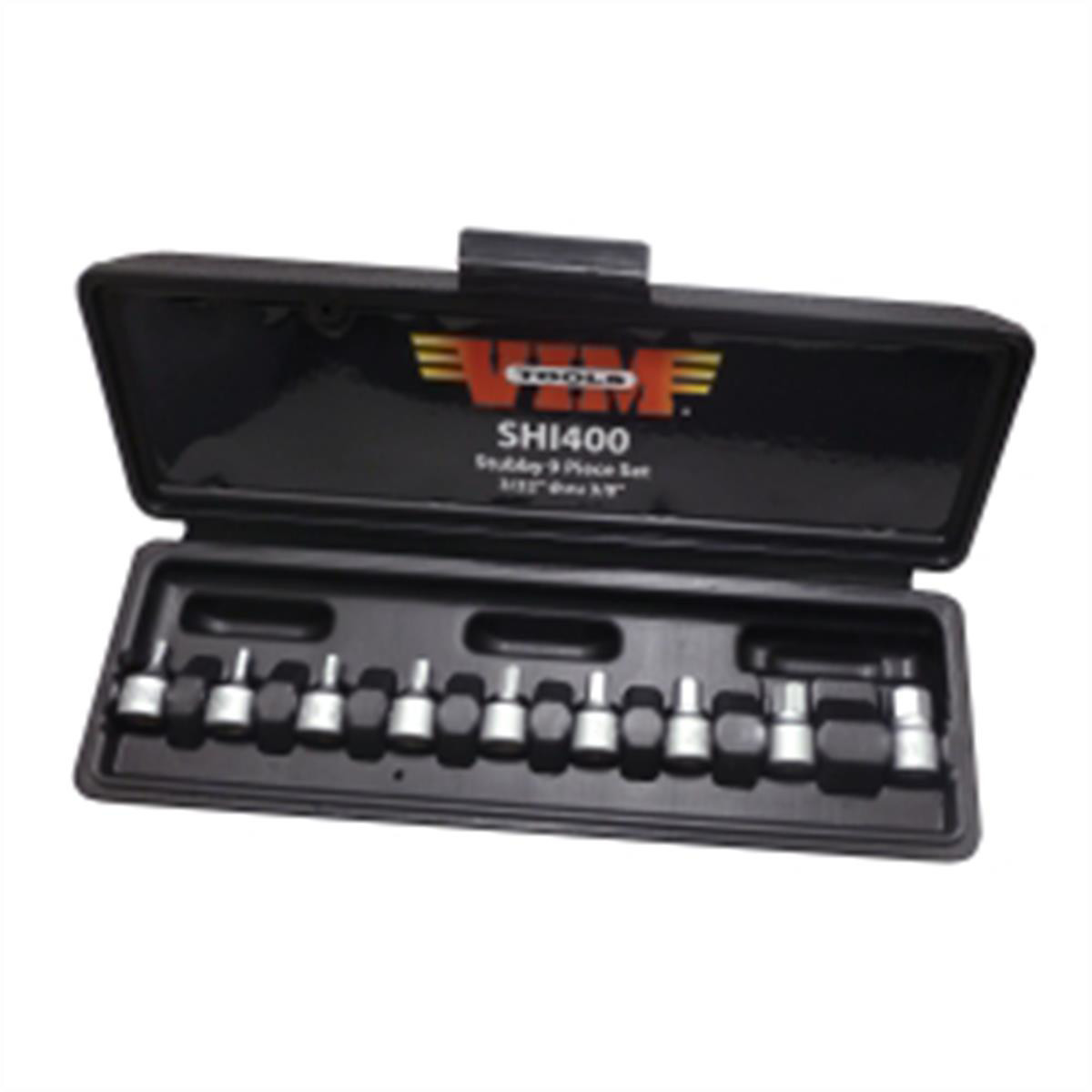 Vim SHI400 9 Piece 1/4″ Drive SAE 3/32″ – 3/8″ Stubby Hex Bit Set