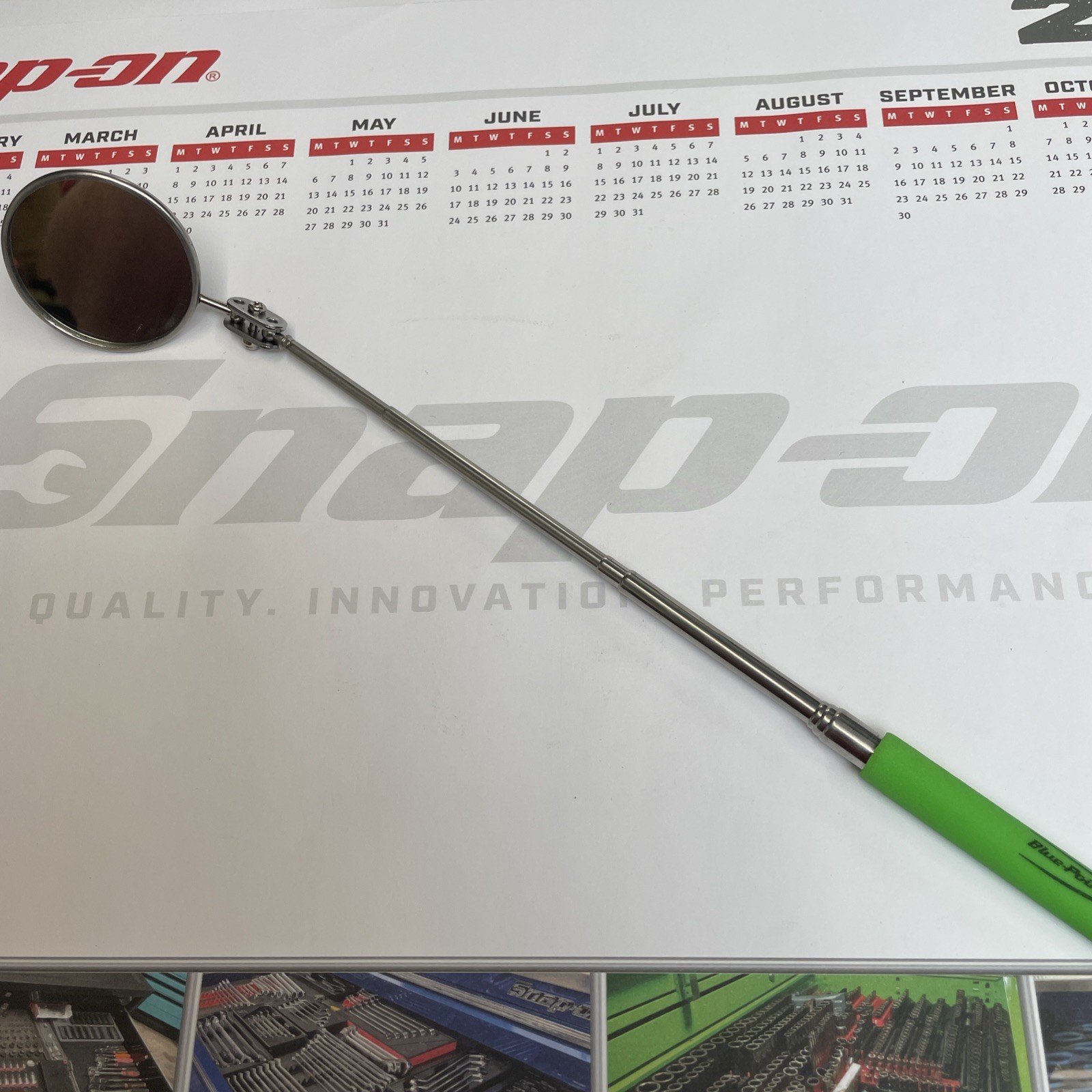 blue point 3ft extending mirror easy carry pocket size adjustable Snapon Green