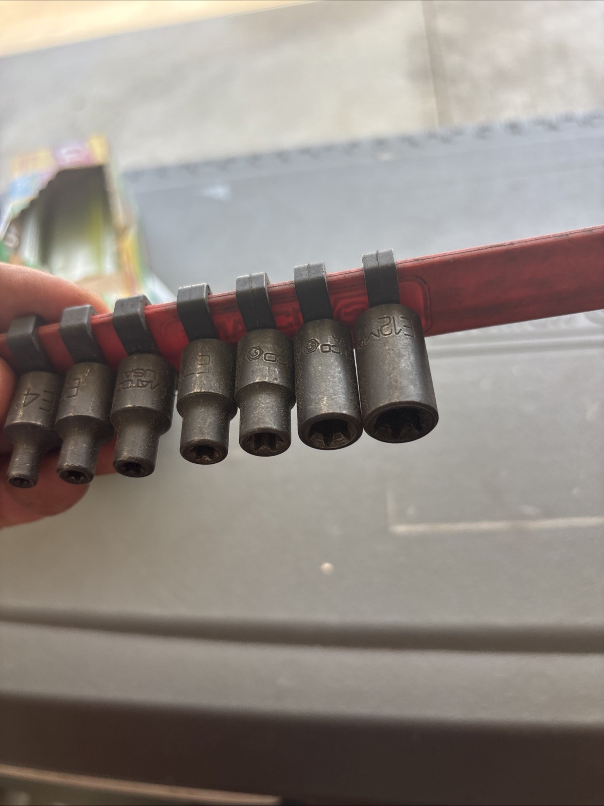 Matco Tools 7pc Inverted Torx IMPACT Socket Set Lot, 1/4” Drive W/ Rail E4-E12