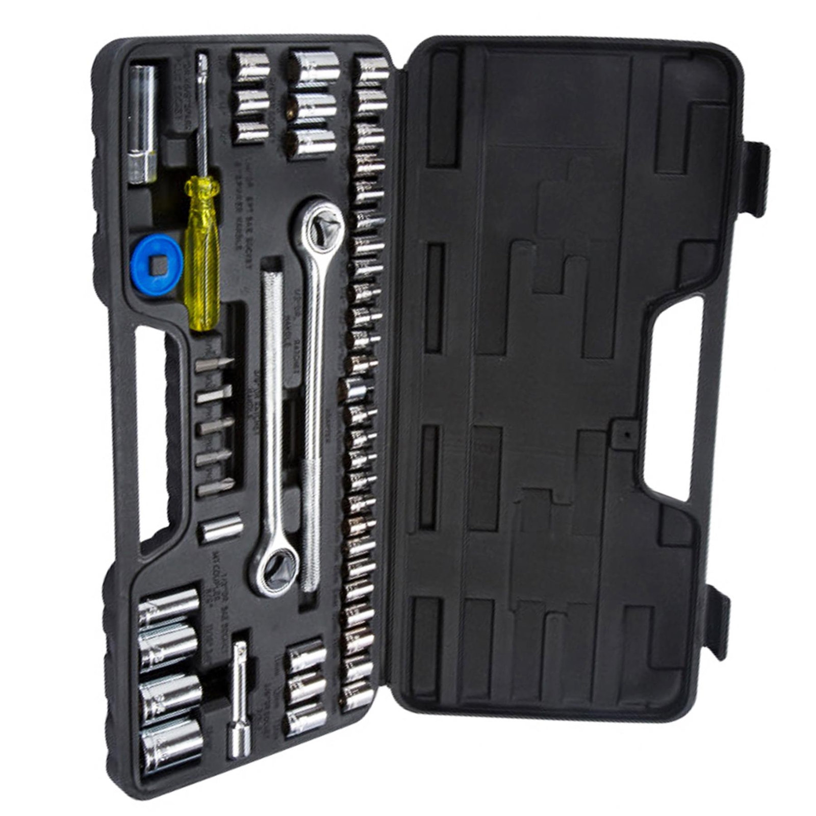 BlueSpot 52Pcs Metric Imperial Socket Set 3/8″ 1/4″ Drive Ratchet Extension