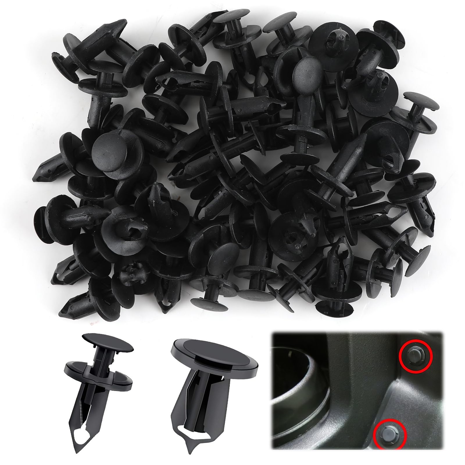 50Pcs Longer Trim Panel Fixing Clips for Carpet Lining,Universal Car Black