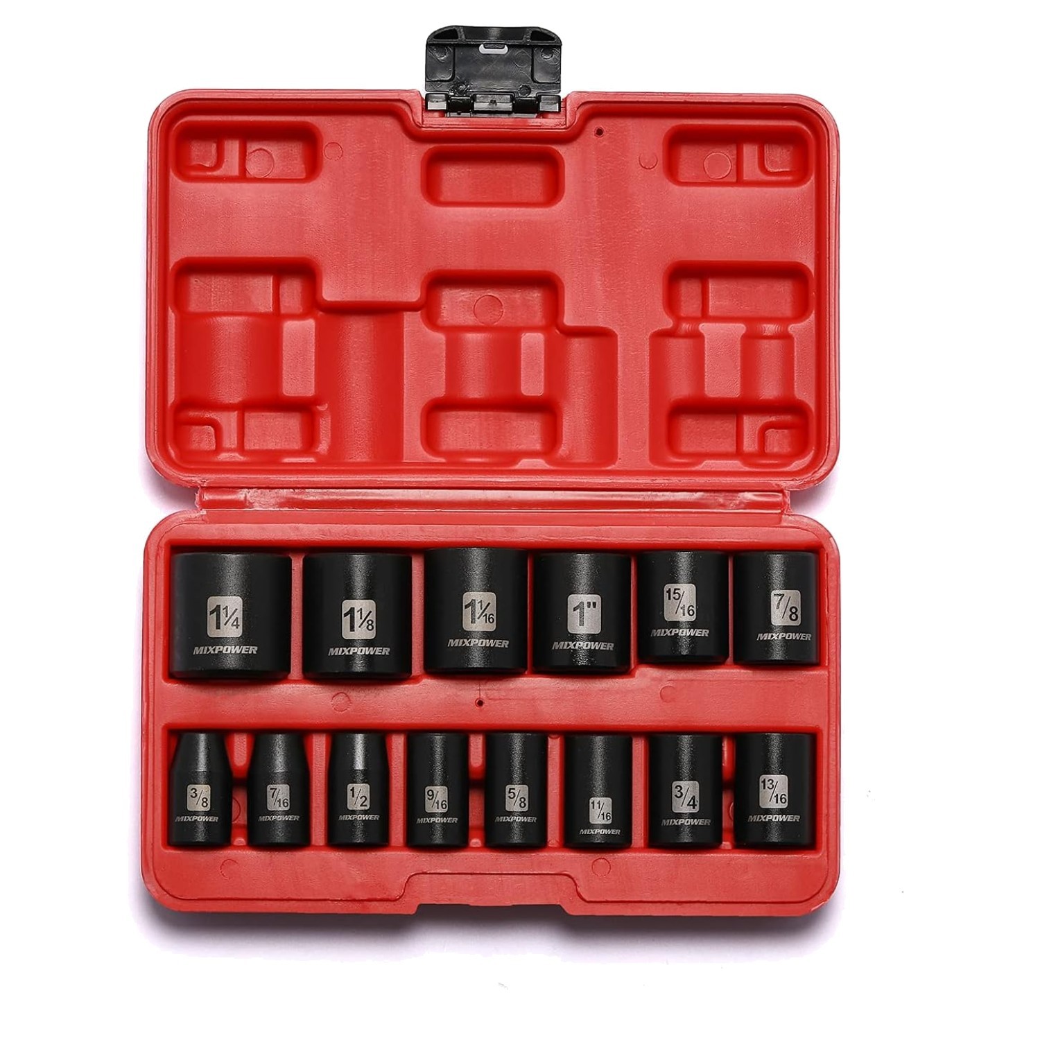 High-Torque 14-Piece 1/2-Inch Drive Shallow Impact Socket Set with Laser Marking