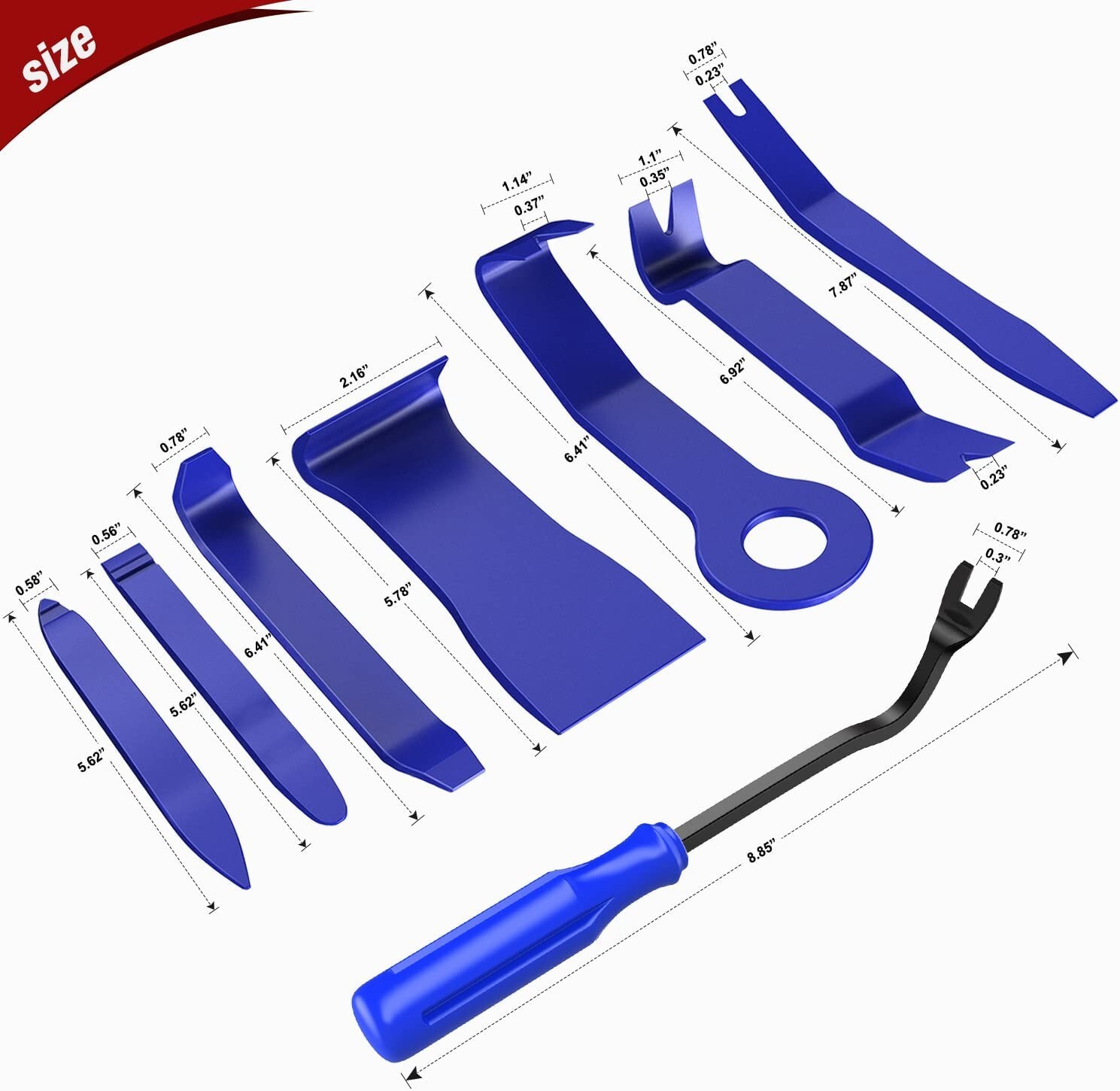 Nilight 8pcs Auto Trim Removal Tool Set Blue Fastener Remover Tool Kit