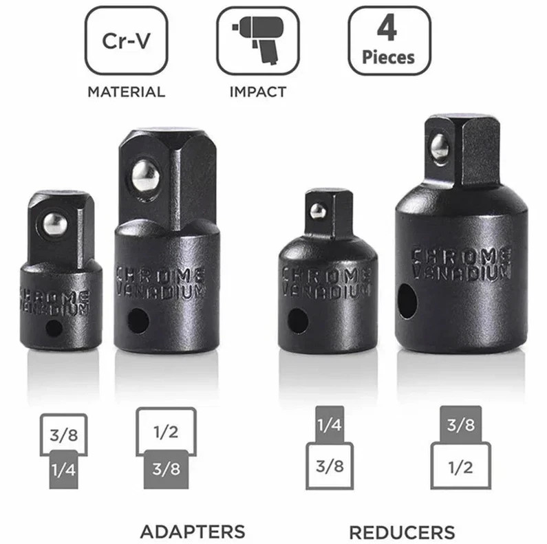 12pcs Impact Socket Adapter & Reducer Set Drill Extension Nut Driver Kit – NEW