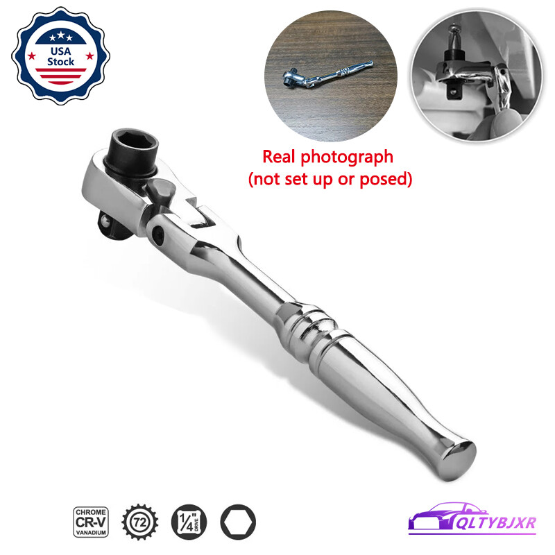 Ratchet Handle Socket Wrench 1/4″ Drive 72 Tooth Flexi Head Stubby 115mm Rounded