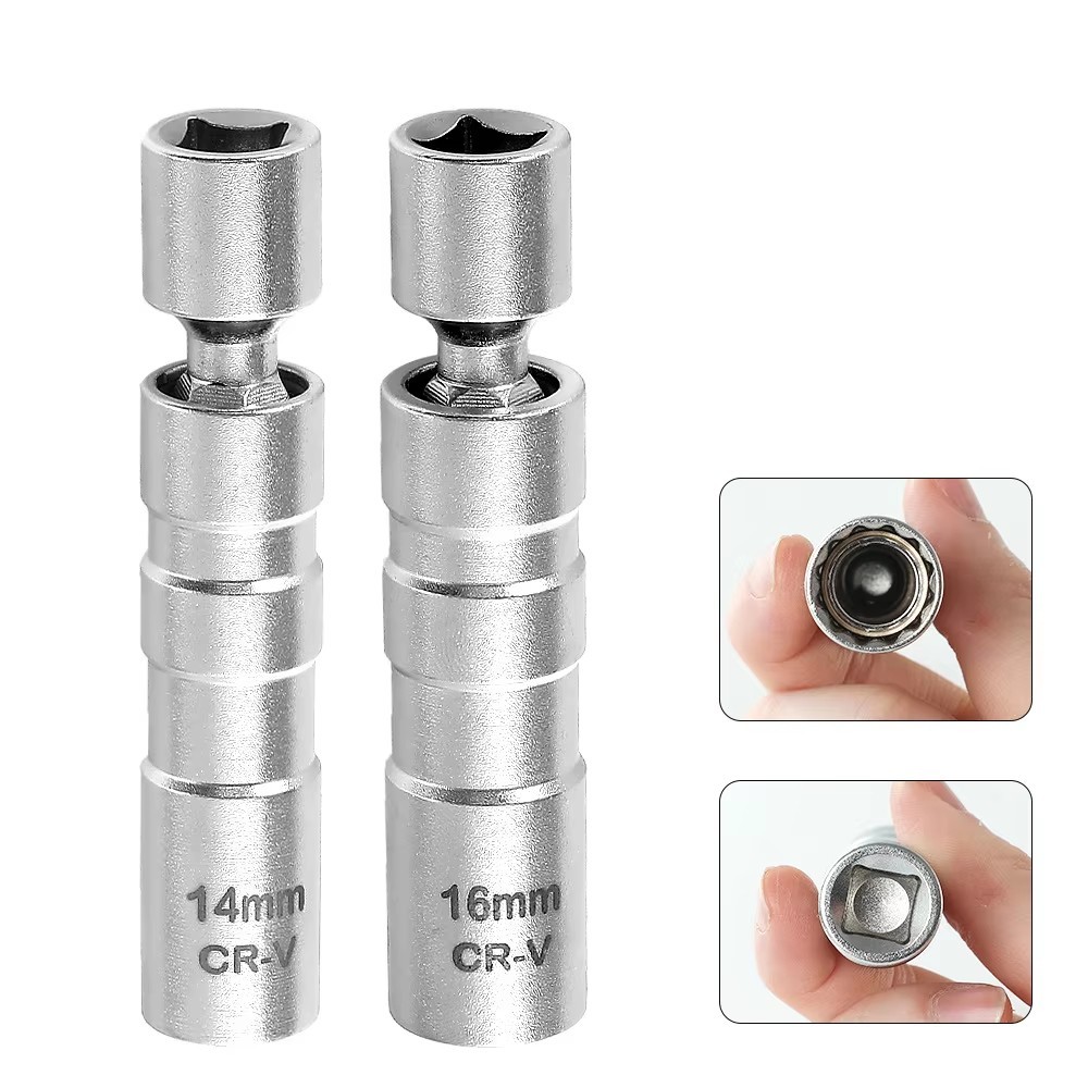 10PCS 3/8″Drive Magnetic Spark Plug Socket Set 6PT&12PT Extension Bar CR-V Steel