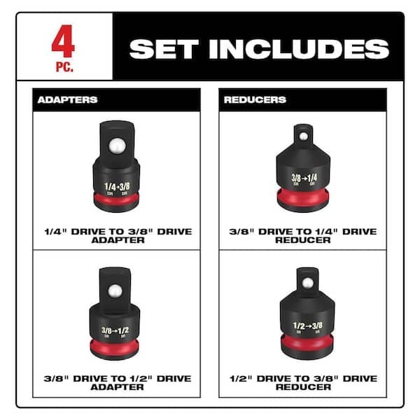 Milwaukee 49-66-6742 Shockwave Impact Socket Adapter Set 4 PC