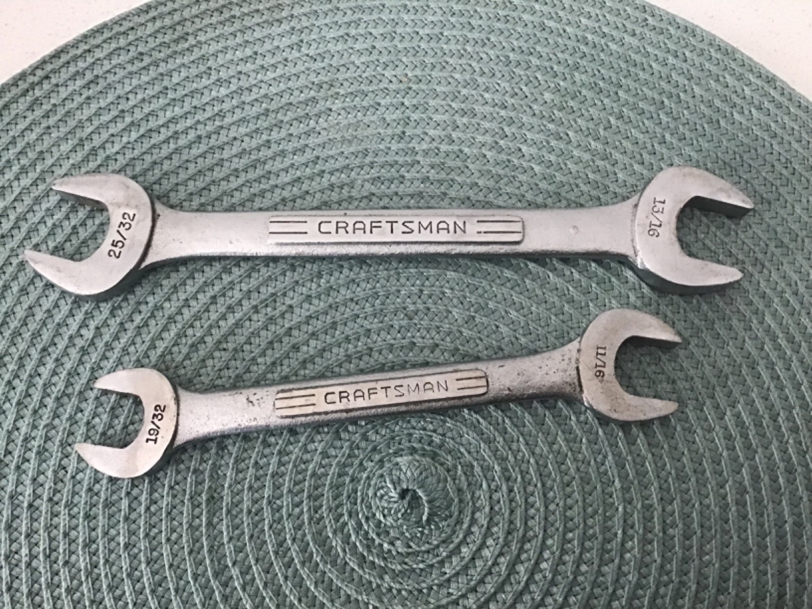 2 VTG Craftsman USA FORGED Double Open End Wrenches 11/16 19/32 & 13/16 25/32