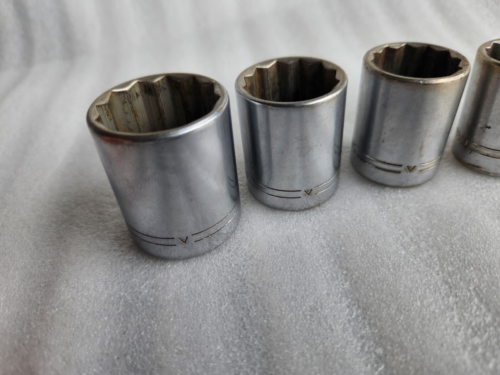 8 Craftsman Sockets 1/2 Drive 12-point 1-1/16, 15/16, 7/8, 3/4… VTG USA V