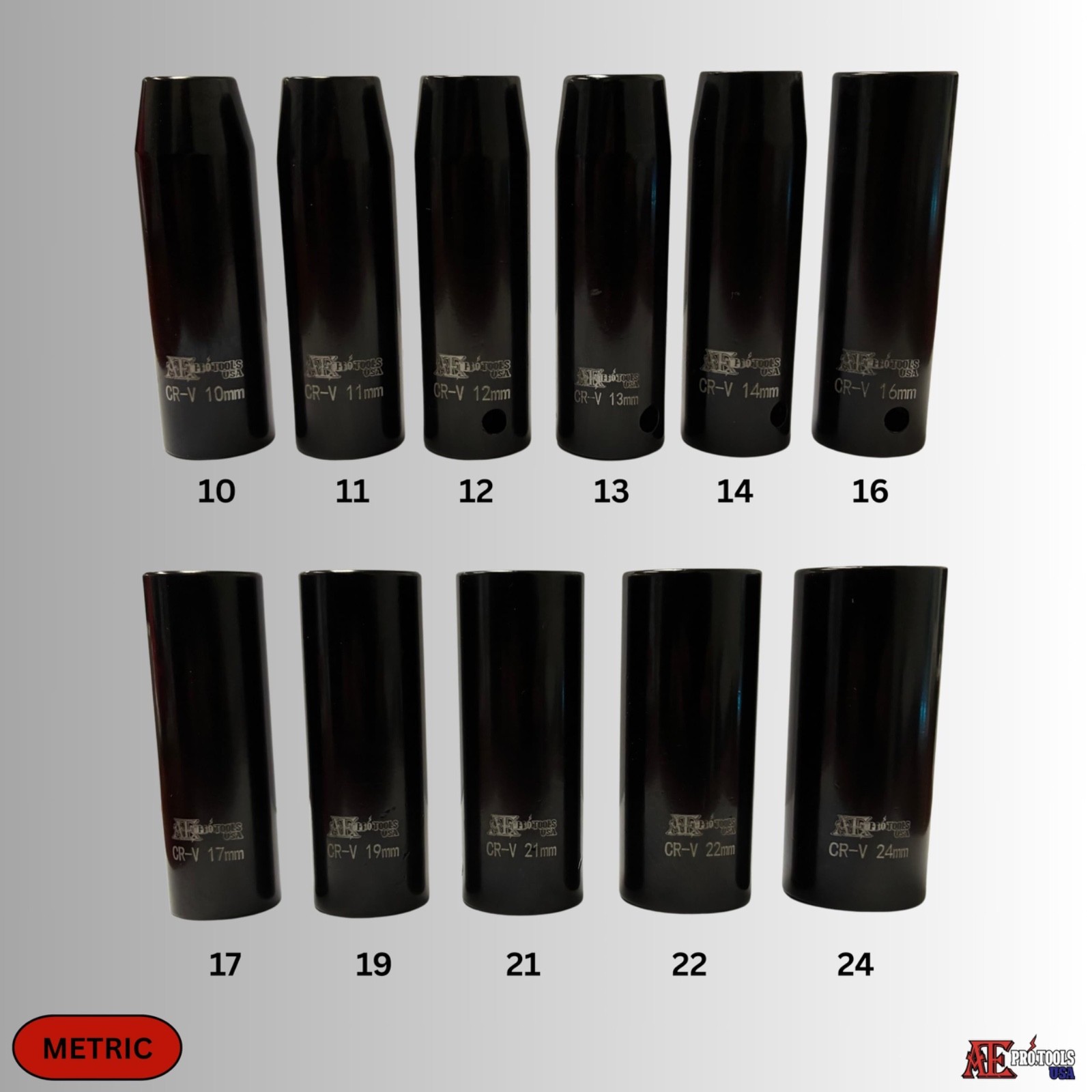 11pc 1/2″ Drive Deep Impact Socket Set, Metric (MM) | CR-V, 6 Point, (10mm-24mm)