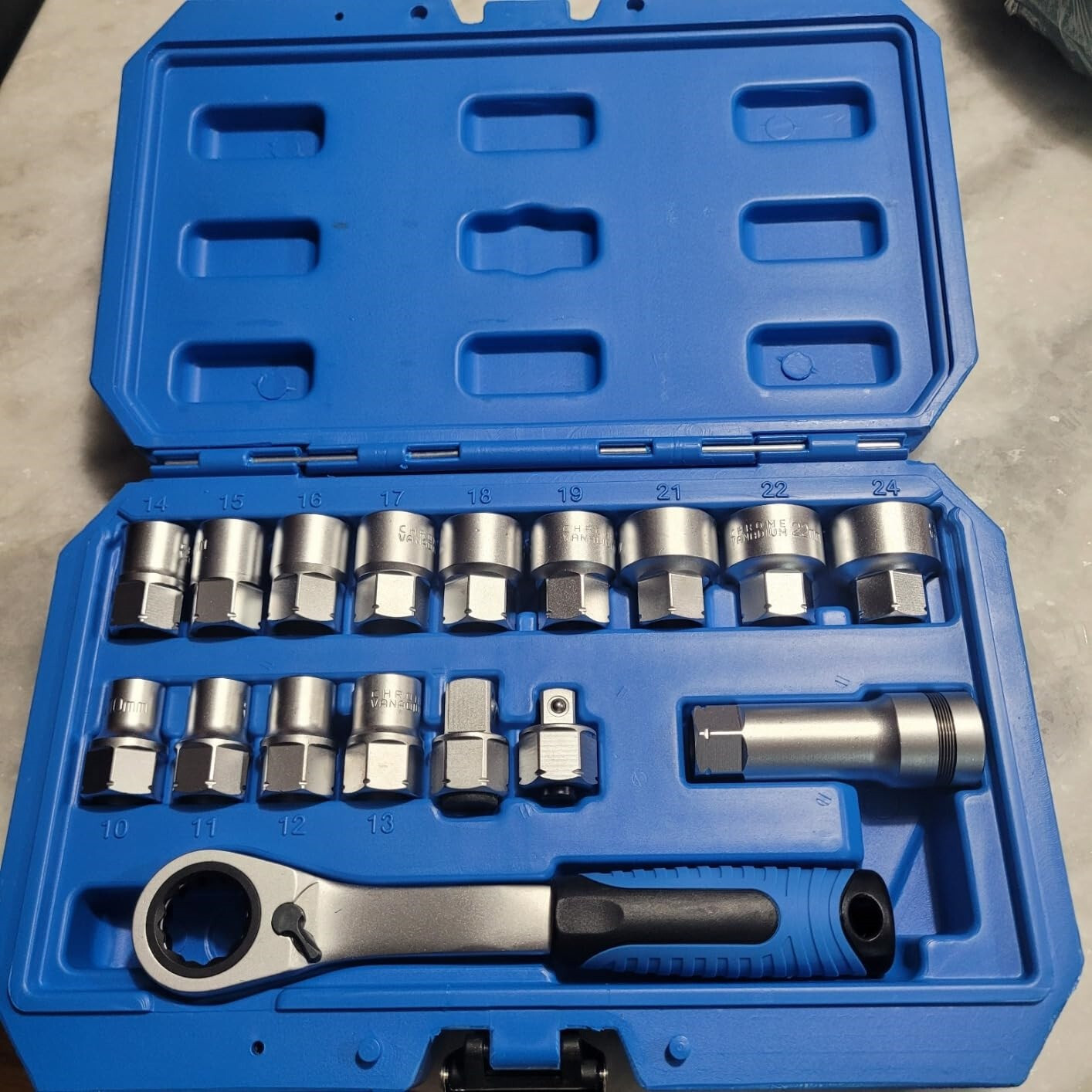 Pass Through Socket Set Go Thru Ratchet Wrench Tool for Hex Square E-Torx Spline