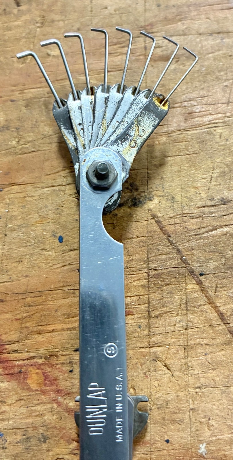 Vintage Dunlap Feeler Gauge & Wire Spark Plug Gap Gauge Made in USA