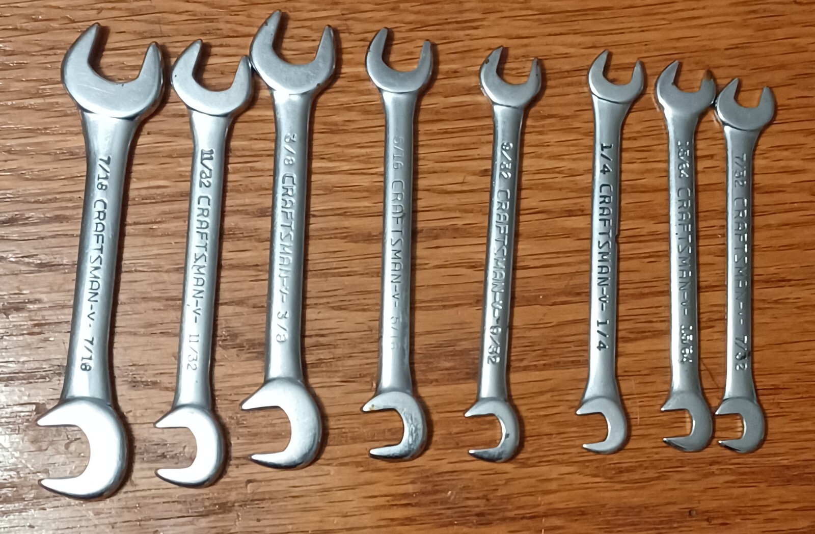 Vintage Craftsman -V- Open End Ignition Wrench Set 8 pieces Made USA SAE