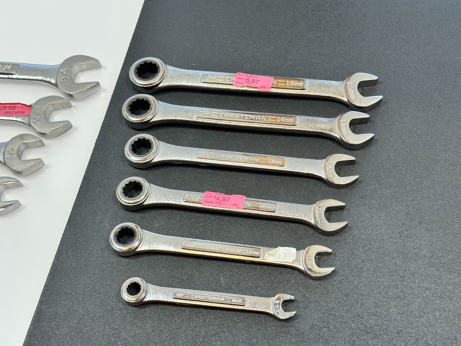 🇺🇸 Craftsman USA 12pc RATCHETING SAE 3/8-3/4 & Metric 8-15mm Wrench Set (NOS)