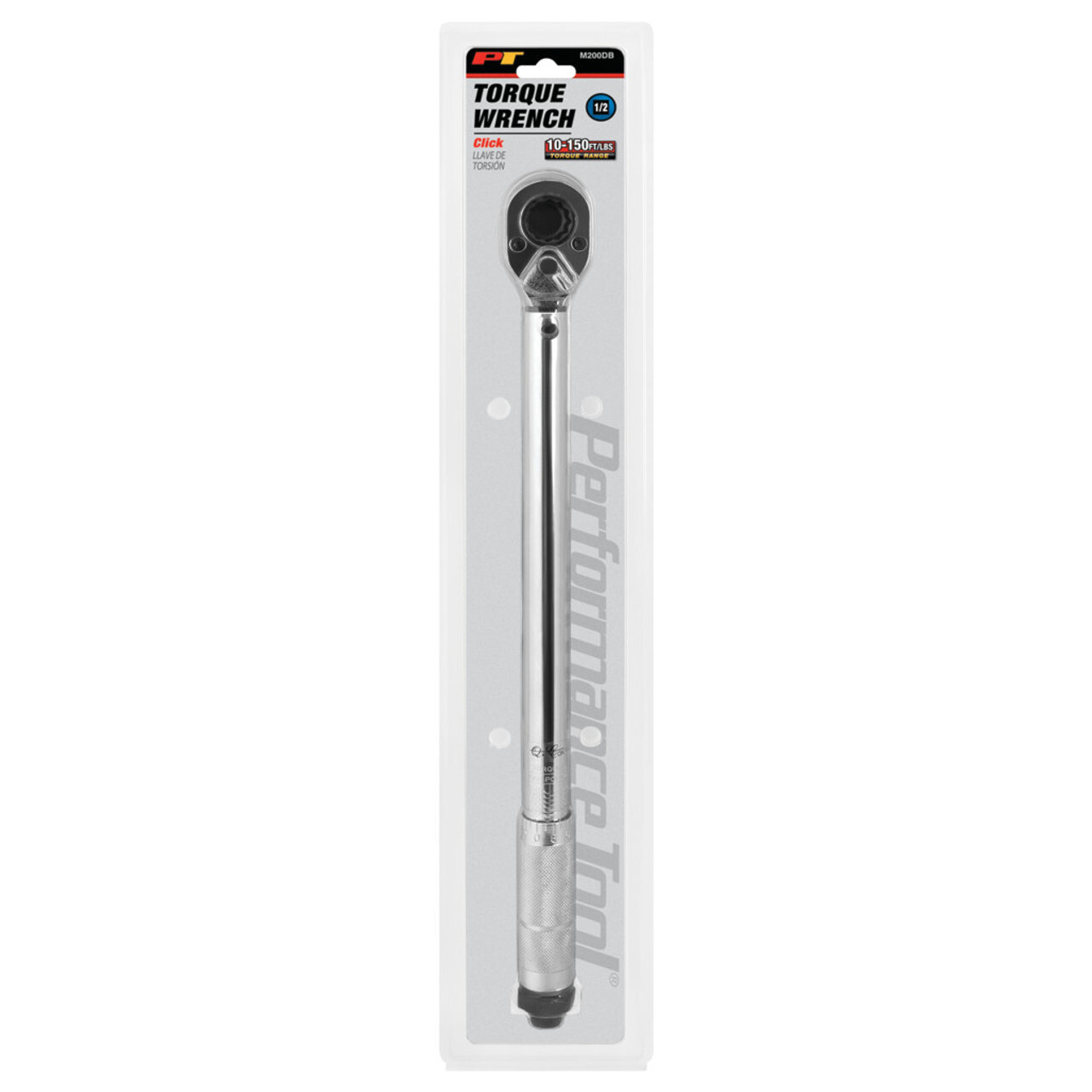 Performance Tool 1/2″ Drive SAE 10 to 150 ft-lb Adjustable Click Torque Wrench