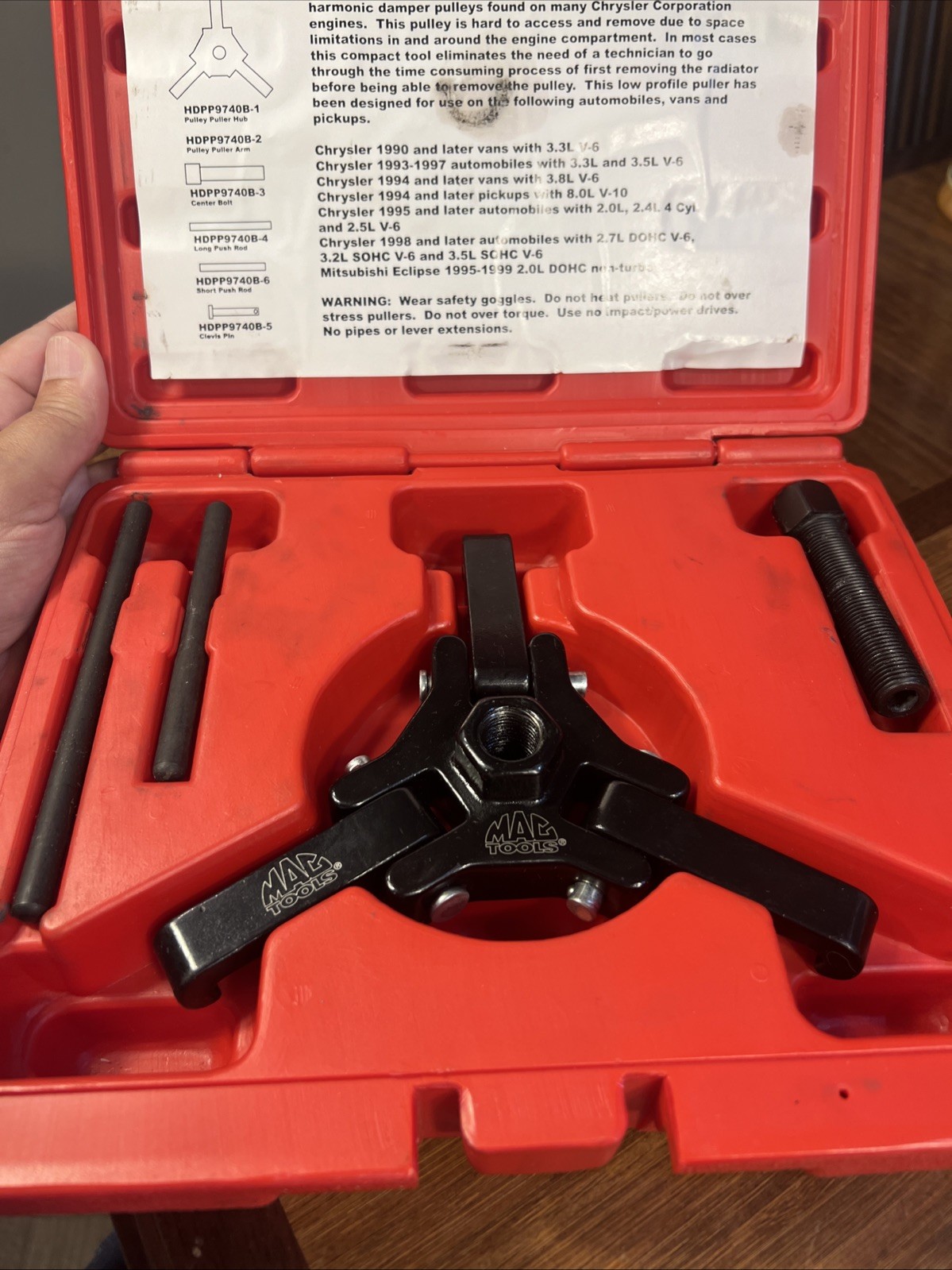 Pre-owned MAC Tools Harmonic Pulley Puller W/ 2 Push Rods HDPP9740B