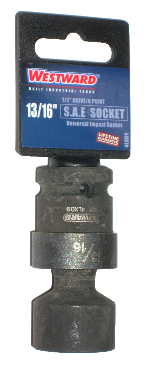 Westward 13/16 in Impact Swivel Socket 1/2 in Dr SAE 6pt – 4LXD9