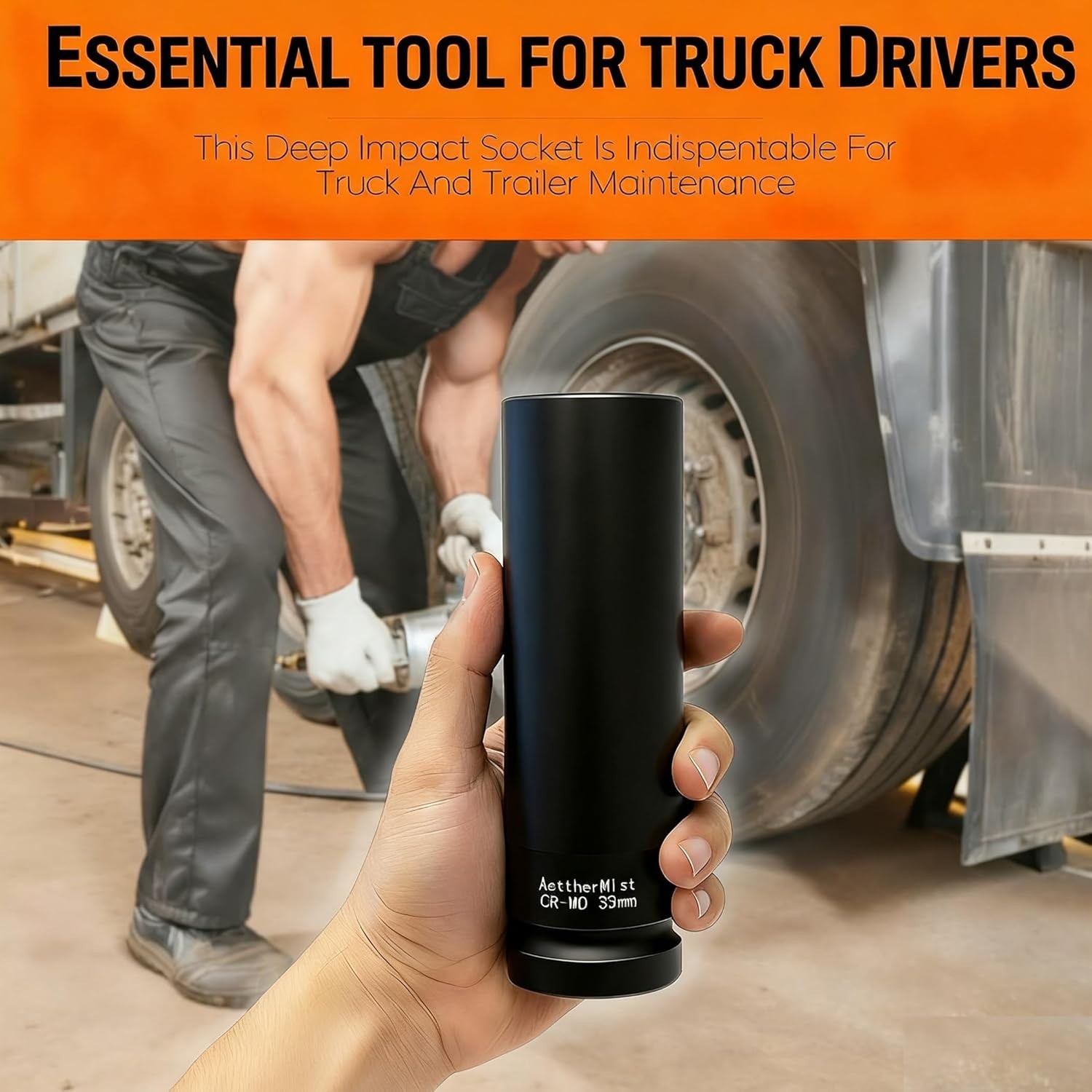 1 Inch Driver 33mm Extra Deep Impact Socket, 6.3 inch Length Deep Axle Nut So…