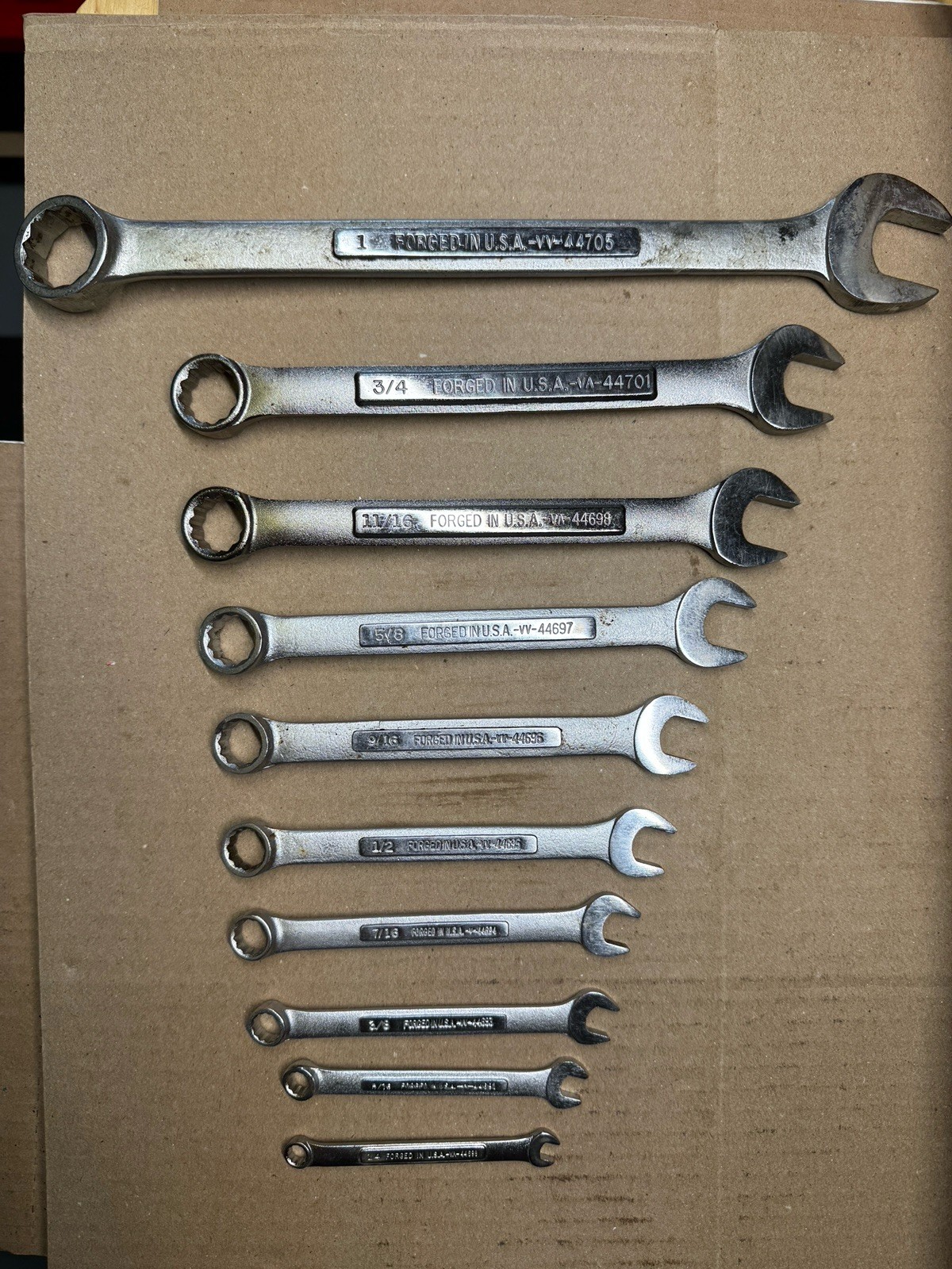 Craftsman 10 piece SAE Combination Wrench Set 1″ to 1/4″ USA Made 12 Pt V VV VA