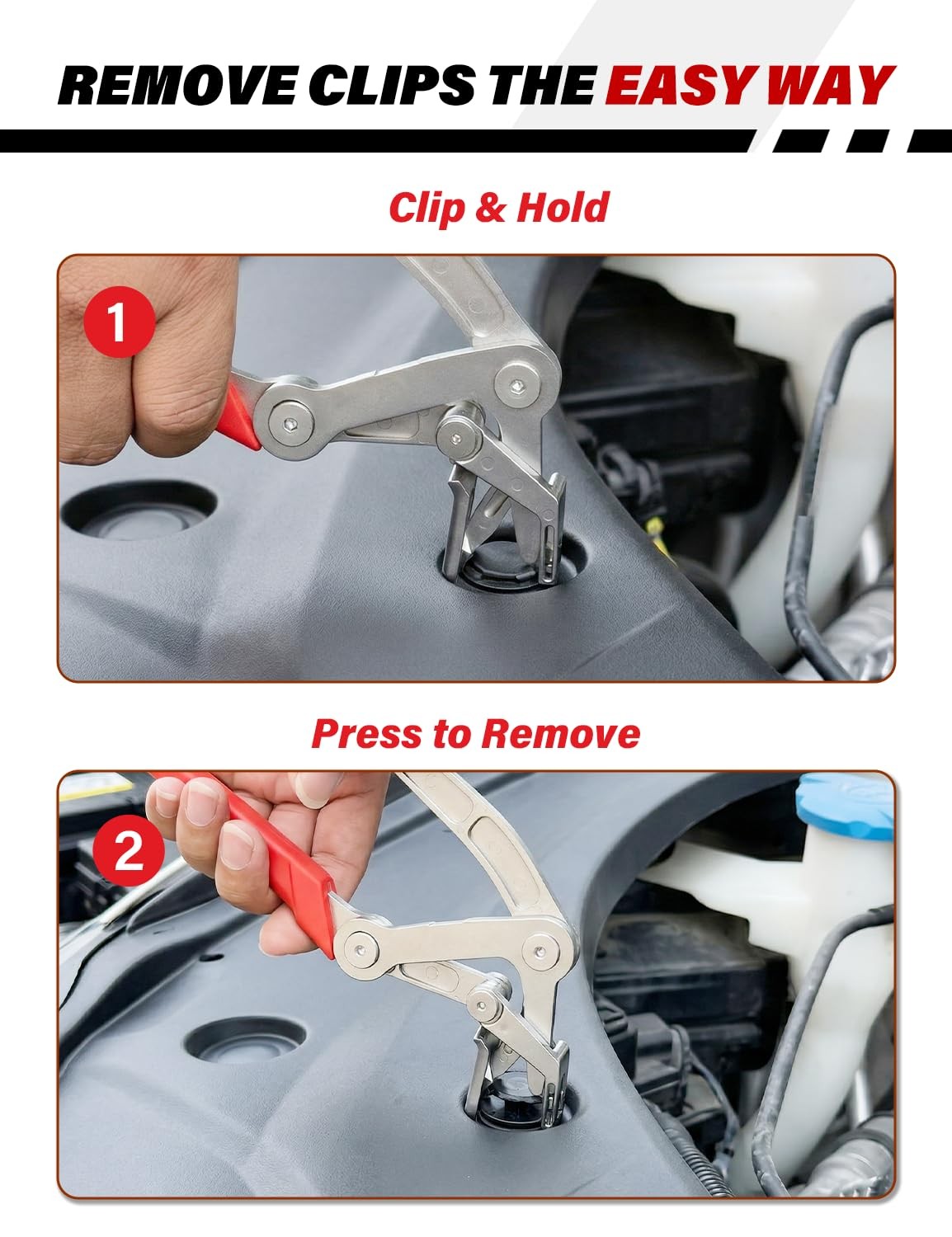 Car Clip Pliers, Damage-Free Removal Pliers for Plastic Push Pins, Red