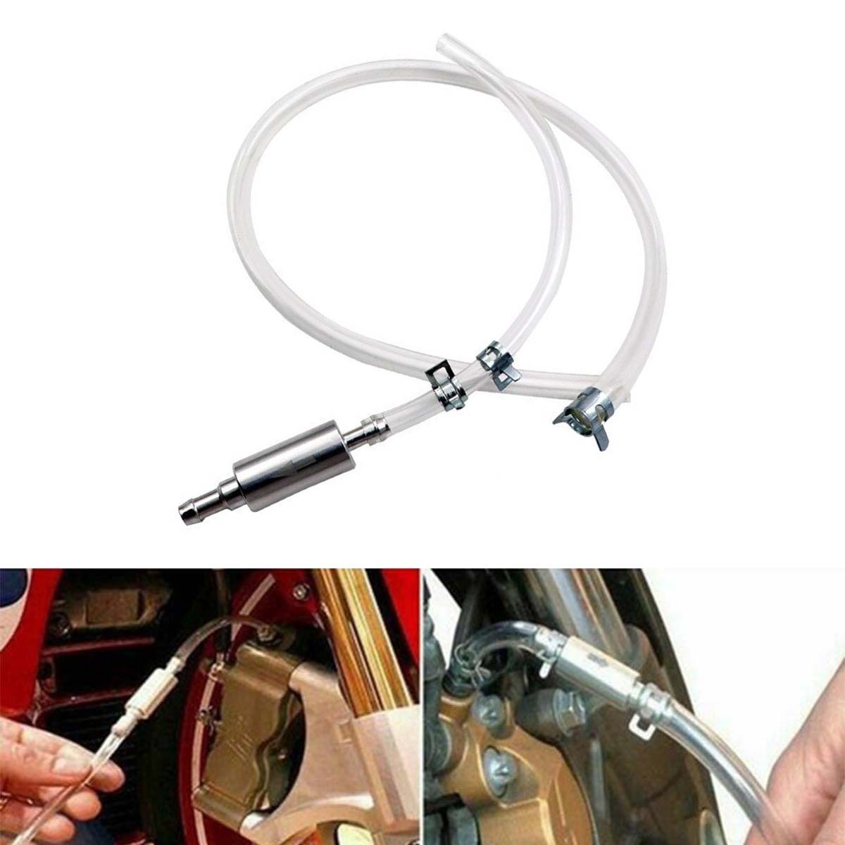 2 PCS Brake Bleeder Hose, One Way Check Valve Tube Bleeding Tool Kit Silver