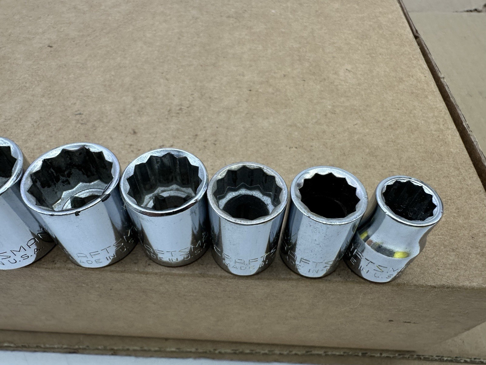 Craftsman USA 3/8 Drive SAE Socket Set 3/8-13/16 8pc 12PT G Vintage Very Good