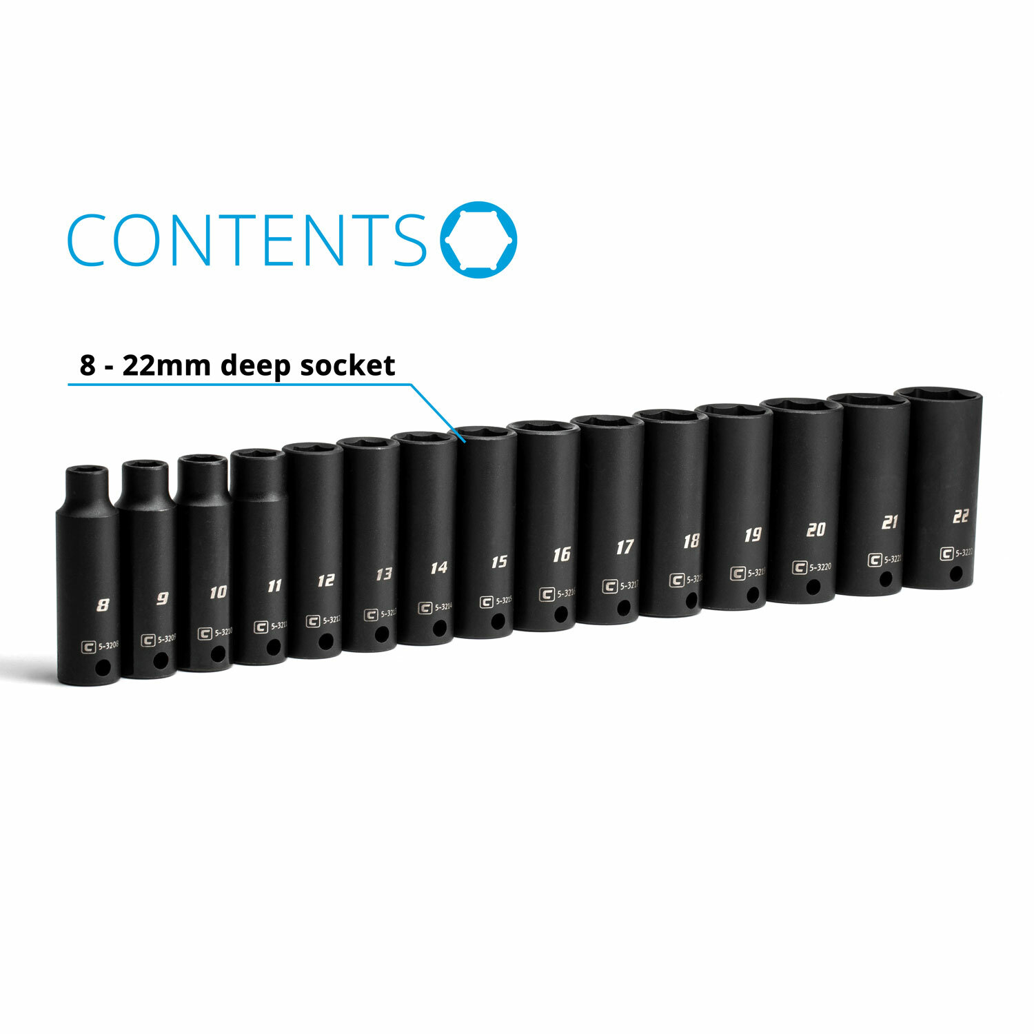 Capri Tools 3/8 in. Drive Deep Impact Socket Set, Metric, 15-Piece