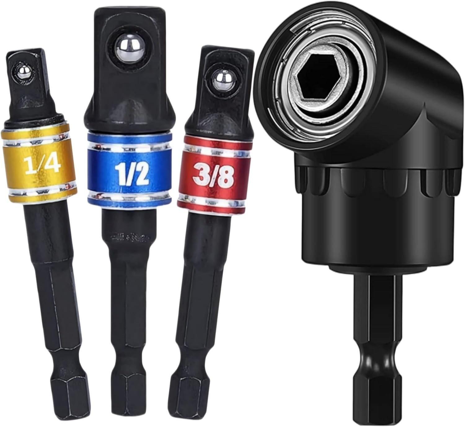 Universal Impact Grade Driver Sockets and 105° Angle Extension for Tight Spaces