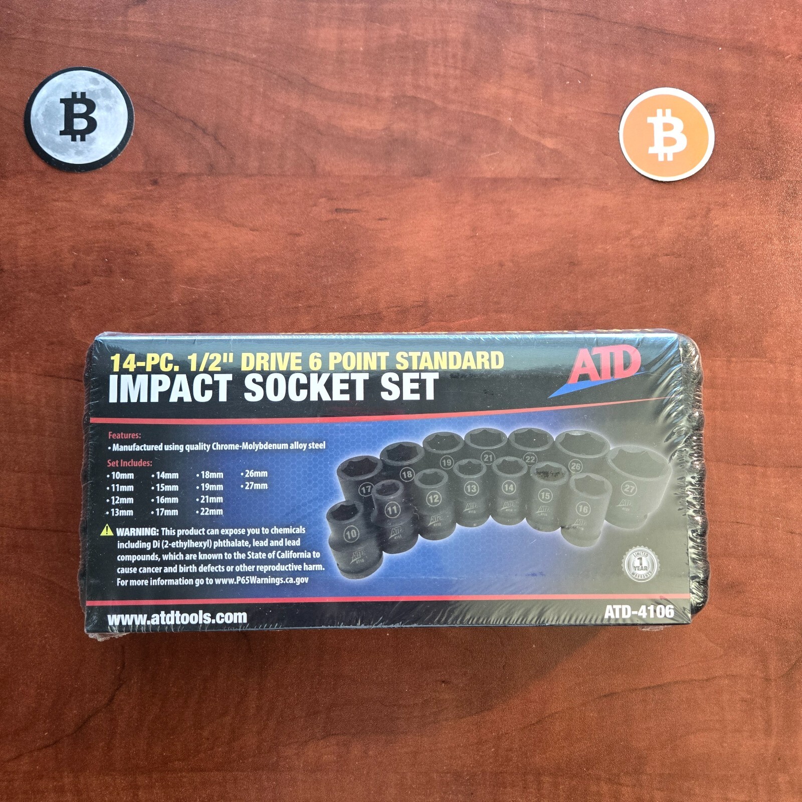 ATD-4106 – 14 Pc. 1/2″ Drive 6 Point Metric Standard Impact Socket Set