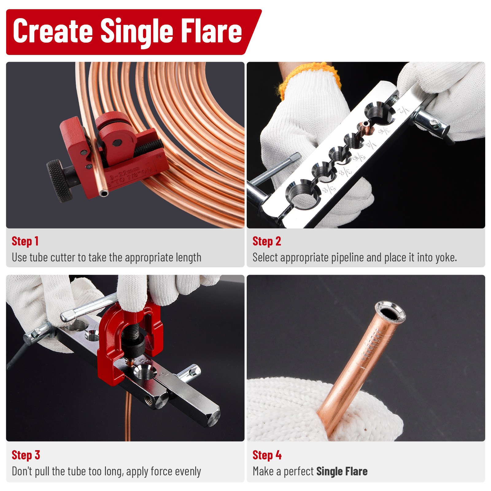 Brake Line Pipe Repair Kit 3/16 25ft Copper Pipe & Flaring Tool 20 Nuts Fittings