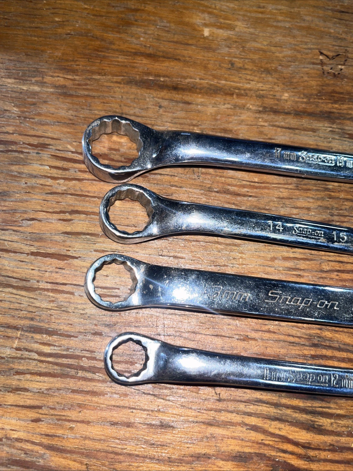 4pc SNAP-ON BOX ENDED OFFSET 12PT METRIC WRENCH SET «VINTAGE » USA Xsm 11-19mm