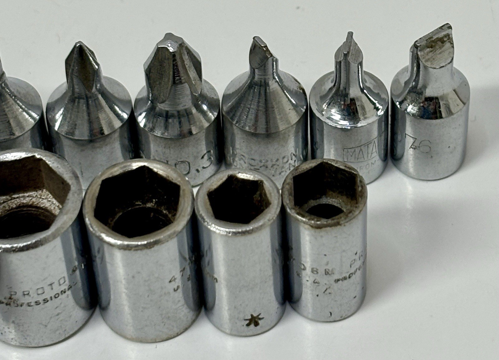 Vintage Chrom-Vanadium 1/4” Drive Shallow Metric Sockets Lot Of 41 Elora Proxxon