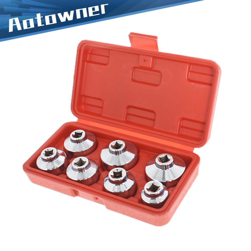 Paper Cartridge Housing Oil Filter Cap Wrench 7-Piece Socket Set Tool Kit w/Box