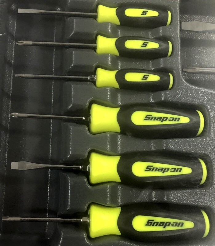 NEW Snap-on 12pc HI-VIZ Yellow Soft Grip Combo Screwdriver Torx Set SGDXW120BH