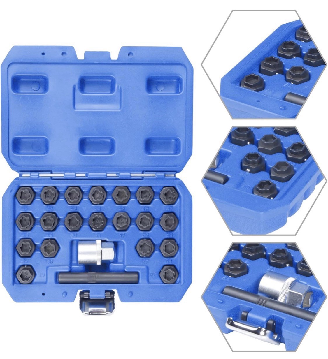 22PCS Wheel Lock Nut Key Kit Compatible BMW Locking Lug Socket Removal Tool Set