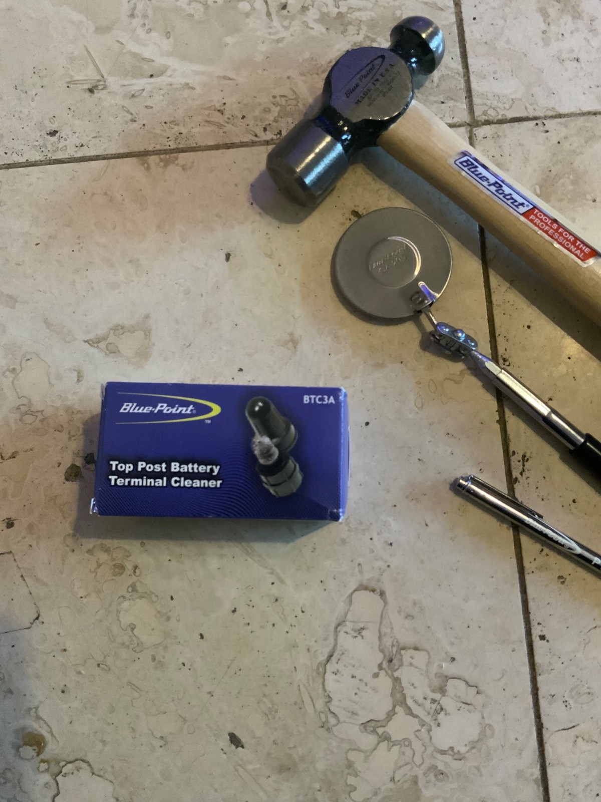 Blue Point 4 Pc Set – 16oz Hammer, Mirror, Magnet and Battery Terminal Cleaner