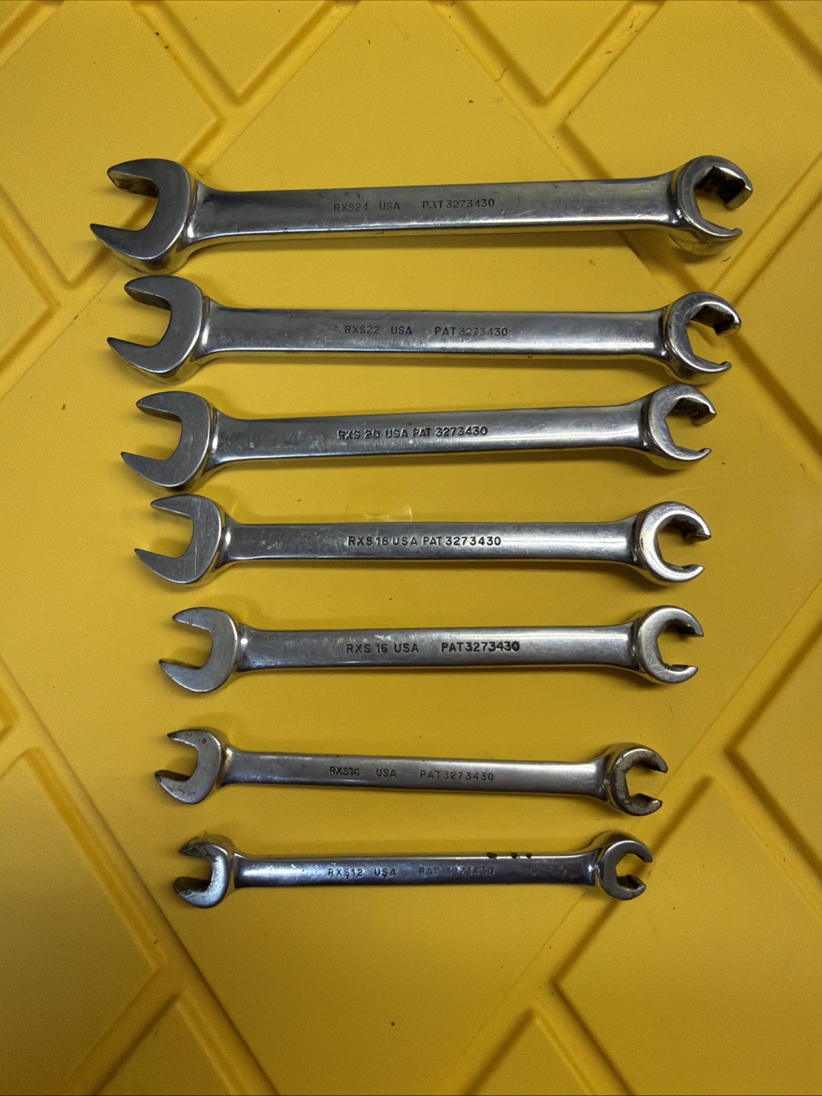 Snap-On Tools USA SAE Open-End RXS Flare Nut Combination Wrench SET of 7
