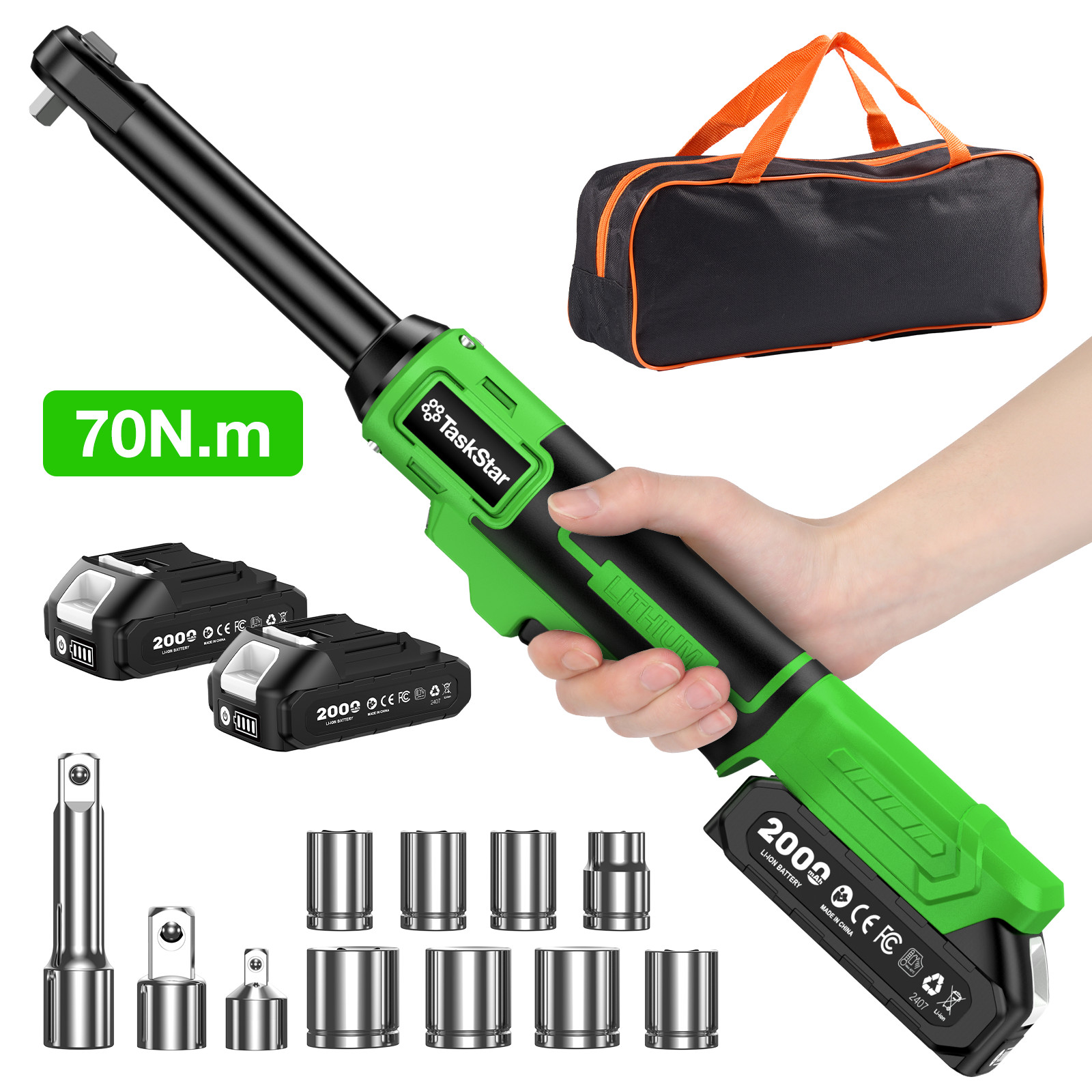Cordless 3/8″ Ratchet Wrench 70NM ,1/2″ Impact Wrench 1000Nm 738ft-lbs Combo kit